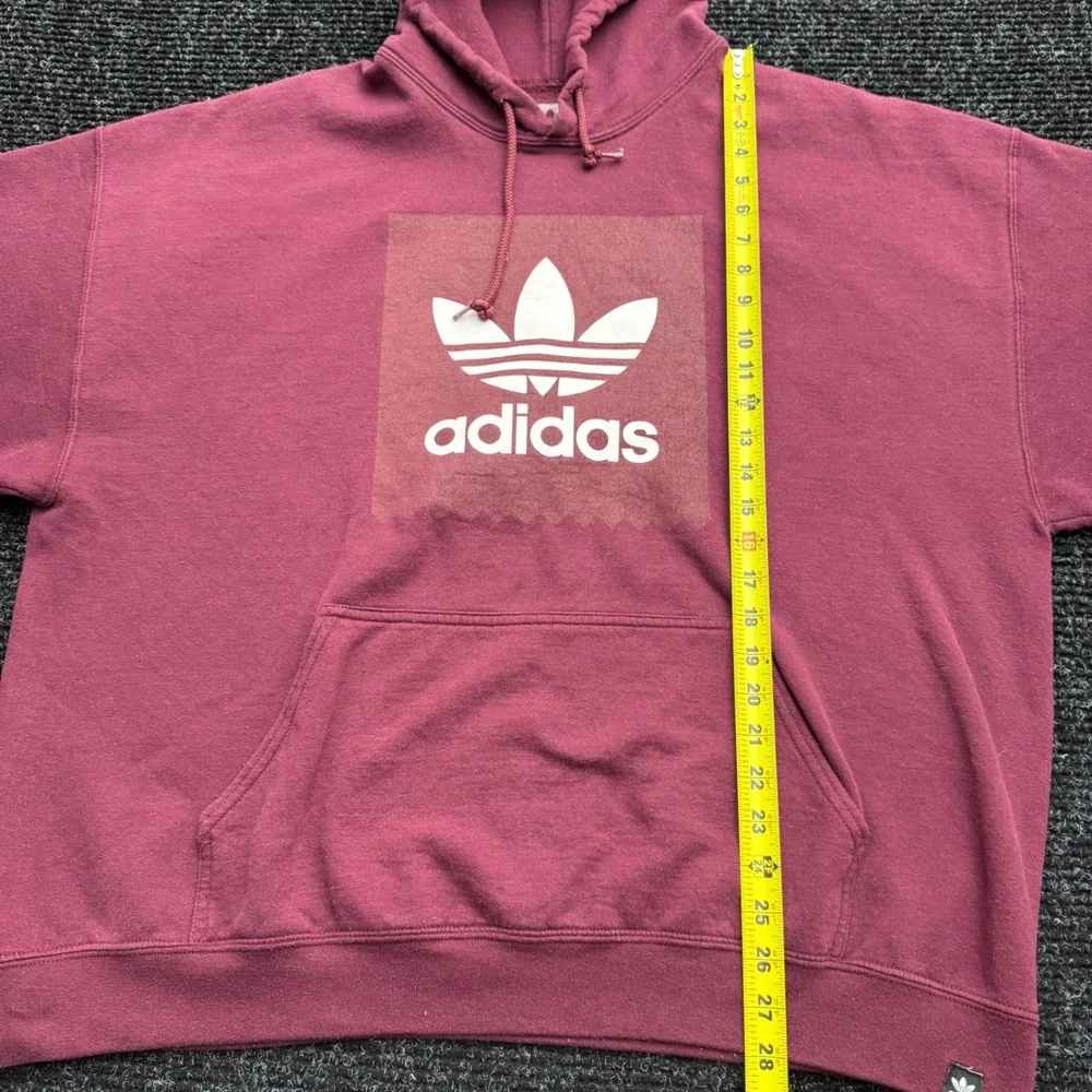 Adidas Originals Trefoil Box Logo Hoodie Mens 2XL Maroon Burgundy Pullover